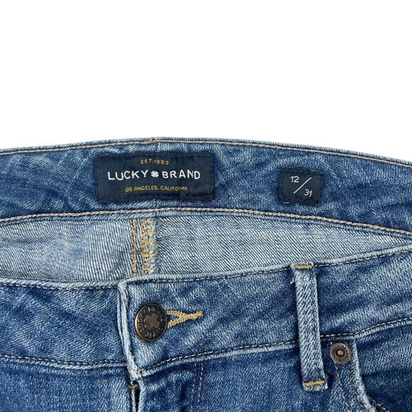 Lucky Brand Distressed Lolita Crop Skinny Jeans Frayed Hem Stretch Denim 12 / 31 - Picture 4 of 7